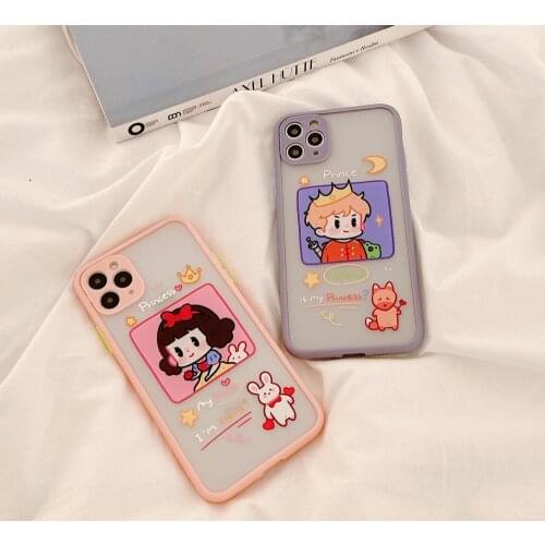Prince princess For iphoe X XR XS Max phone Case For iphone 6 6s 7 8 plus 11 Pro Max Cover Fashion Cute Cartoon Soft Cases Capa