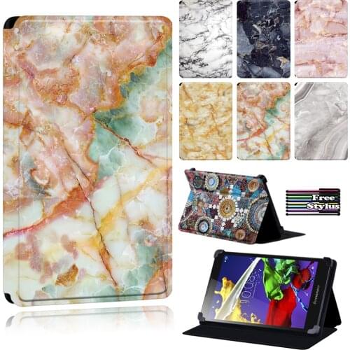 Tablet Case Fit Lenovo Tab 2 A8/(A7-10/A7-10F)/A10-70/Tab 3 7 Essential/Tab 3 10.1/Tab 4(8/8 Plus/10 /10 Plus) - Marble Series