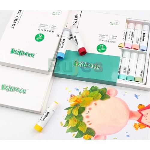 DEIGREEN 12 / 18 color solid water powder stick safe hand graffiti pen soft paintbrush water soluble rotary crayon for children