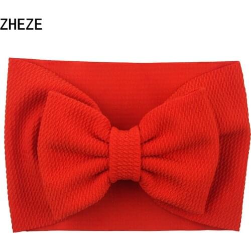 2020 New Arrival Turban Popular 5'' Big Hair Bow Headband For Girls Headwrap Textured Fabric Elastic Kids DIY Hair Accessories