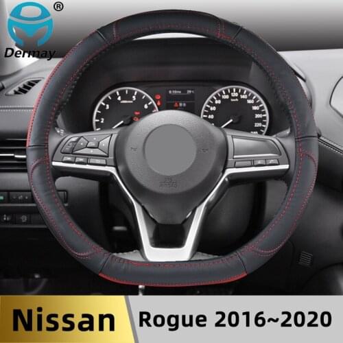 For Nissan Rogue /Rogue Sport 2016 2017 2018 2019 2020 Genuine Leather Car Steering Wheel Cover Cowhide Durable Auto Accessories