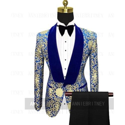 Custom Made Fashion High Quality Jacquard Weave Slim Fit Groomsmen Tuxedo For Wedding Dress Dinner Party Costume (Jacket+Pants)