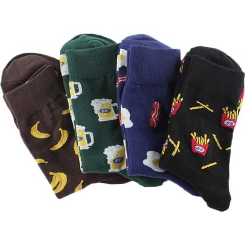 Cool Warm Harajuku Food Crew Socks Happy Funny Egg/Banana Socks Men Hip Hop Street Skateboard Divertidos Chaussette Sokken Homme