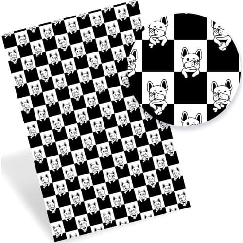 Faux Leather Sheet Cartoon Dog Pattern Synthetic Leather Printed Vinyl Fabric DIY Handbag Bow Making Supplies 0.6mm 22*30cm/Pc
