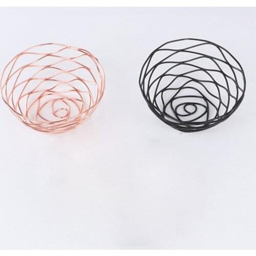 Metal Black and Rose Gold Storage Basket Chic Irregular Nordic Basket Bath Storage Desk Fruit Sundries Home Organizer