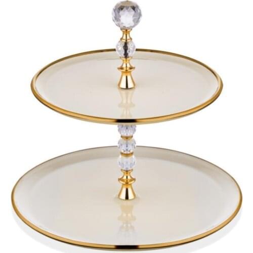 Camıllow Cream Gold Multilayer Ikramlık serving dishes
