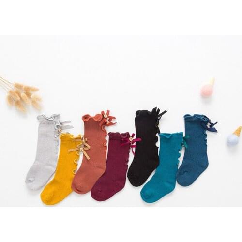 The spring autumn period 2019 new cotton socks children agaric bowknot baby girl socks knee high bowket