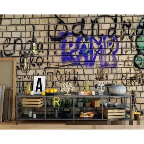 Beibehang wallpapers for living room Mural 3d Vintage wallpaper abstract pattern street graffiti brick wallpaper background wall