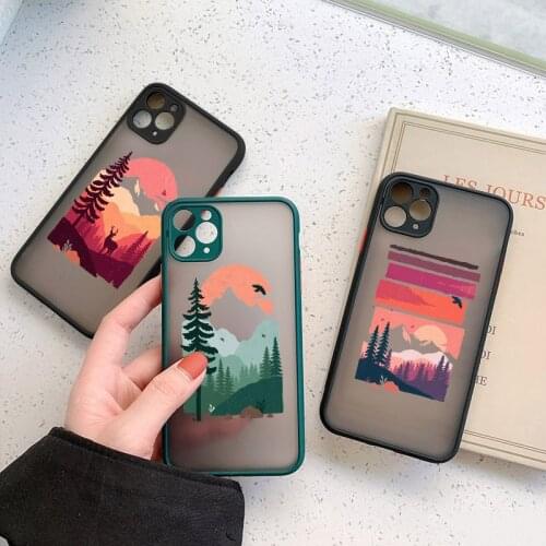 Mountain Tree Sunset Phone Case For iPhone 6s 7 8 Plus SE 2020 For iphone X XR Xs max 11 12 Mini Pro Max Hard Shockproof cover