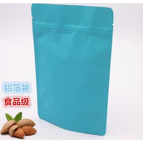 Retail 20Pcs/Lot 13*21cm Matte Blue Stand Up Aluminum Foil Valve Packing Bag Snacks Storage Heat Seal Pure Mylar Zip Lock Bags