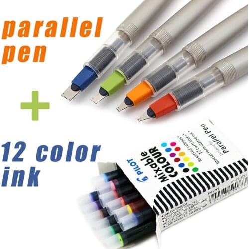 Pilot parallel pen art fountain Gothic Arabic calligraphy with 12 color ink cartridges 1.5 2.4 3.8 6.0mm FREEshipping