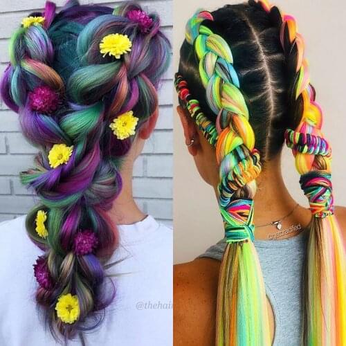 Loryana Synthetic hair Braids Ombre Braiding Hair Extension Box Braid Hair Yellow Golden Pink Purple Colors Crochet braids