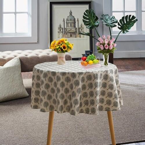 Round 150cm Printed Linen Cotton Table Cloth Wedding Dinning Table Cover Tea Tablecloth Overlay Christmas Table Cover Home Decor