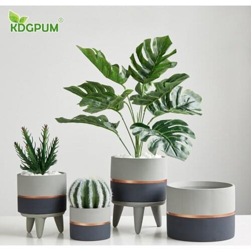 Modern Handmade Cement Flower Pot Nordic Simple Breathable Fleshy Flower Pot Home Decoration Creative Green Plant Flower Pot