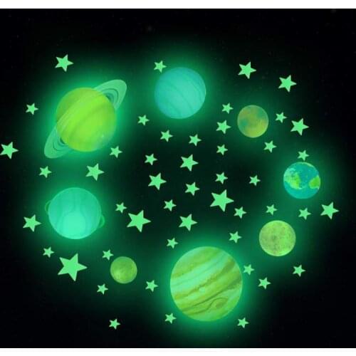 Planets Stars Luminous Wall Stickers Glowing Ceiling Decals Decoration Kids Room Home Decoration