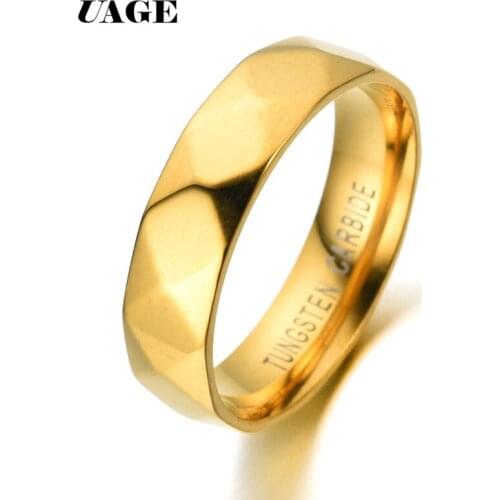 UAGE Classic Wedding Rings For Women Mens Tungsten Ring Gold Tungsten with Red Aluminum Engagement Ring