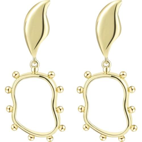 Dvacaman Vintage Charm Golden Copper Irregular Drop Dangle Earrings for Women High Quality Square Pendant Earrings Jewelry Party