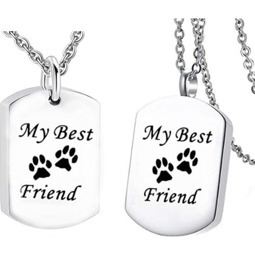 Stainless Steel Cremation Jewelry for Ashes for Pet Keepsake Waterproof Memorial Pendant Ash Holder Paw Print Urn Necklace