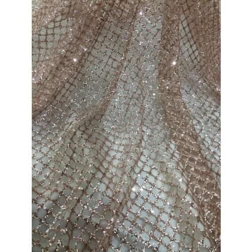 Z-han111674 Nigerian Embroidery African Lace with glued glitter sequins Lace Fabric for Wedding Dress