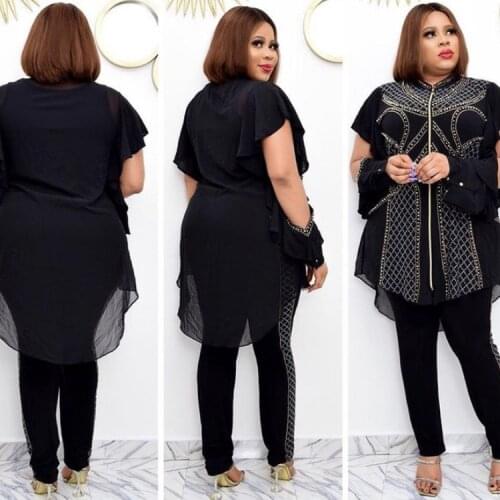 African Clothes for Women Summer and Autumn African Women Two Pieces Sets Top and Pant African Suit