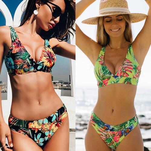 Womens Swimwear 2021 New Fashion Printed Separate Swimsuit Suit Girl Summer Sexy Bathing Bikini Set Girl Swimming Sportswear