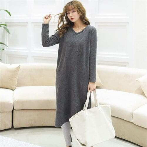 New Autumn Winter Women Cotton Warm Dress V-Neck Loose Slim Dresses Lady Long Sleeve Bottom Dress Vestidos Plus Size M-7XL 8XL