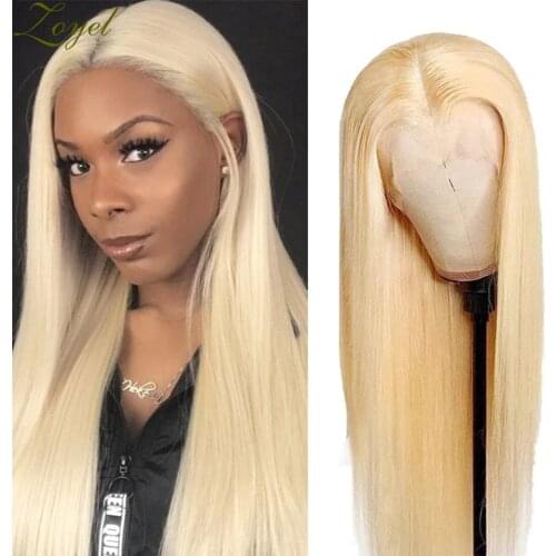 Zoyel Blone Hair Color Silky Straight Synthetic Lace Front Wig 13x4Gluless Heat Resistant T Lace Wig With Natural Part For Women