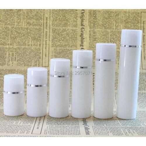 100ml 150ml Plastic Airless Pump Bottles Silver Line Maquiagem Liquid Makeup Empty Cosmetic Containers Packaging Bottles 100pcs