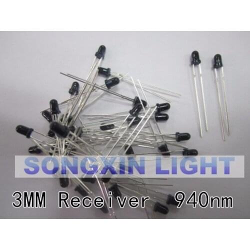 1000pcs 3mm LED Infrared receiver 940NM IR Led Diodes 940nm Receiving Diode Round Tube Light