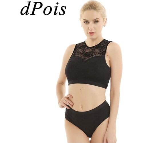 2Pcs Womens Pole Dance Wear Lace Suits Lace Crop Tops with Hot Shorts female Dancewear for Women Girls Pole Dancing Costume