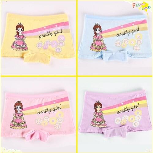 4 Pcs Pure Cotton Children Underwear Girls Panties Cute Princess Pattern Kids Boxer Briefs Child Girl Pants 2-12 Years