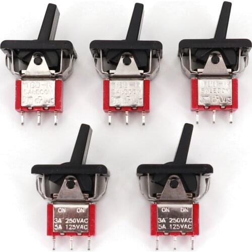5Pcs SH T80-R 3Pin ON-ON Maintained 2 Position Mini Paddle Toggle Switch 5A/125VAC