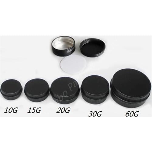 500pcs 10g 15g 20g 30g 60g Empty Black Aluminum Cream Jar Pot Nail Art Makeup Lip Gloss Empty Cosmetic Metal Tins Containers