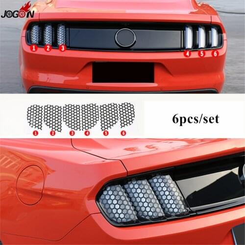 6pcs/set Rear Tail Light Lamp Cover Honeycomb Trim Sticker Moulding Film For Ford Mustang 2015 2016 2017 Car Styling