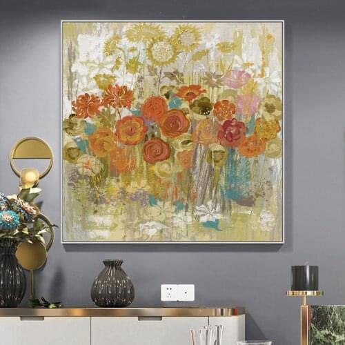 Abstract Yellow Flowers Canvas Painting Nordic Style Posters and Prints Modern Wall Art Pictures for Living Room Home Decoration
