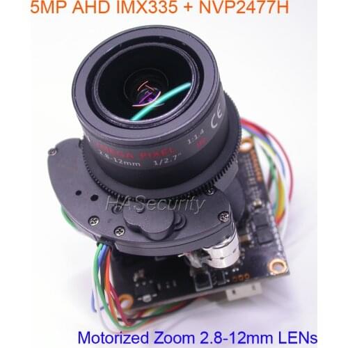 AHD 5MP , 4MP Motorized Zoom & Auto Focus LENs 1/2.8 STARVIS IMX335 CMOS + NVP2477 CCTV camera module PCB board +OSD cable
