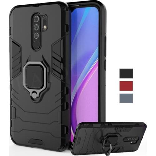 For Xiaomi Poco M2 Reloaded Case Cover Shockproof Bumper Ring Stand Holder Silicone TPU Armor Phone Back Case Poco M2 Reloaded