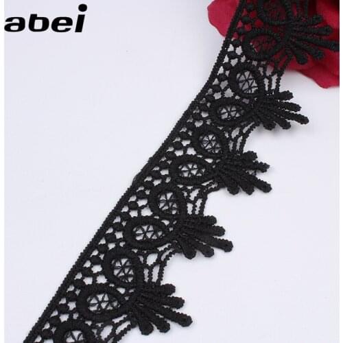 4cm 5yards/lot Black Lace Trims for Wedding Party Dress Soluble lace ribbon DIY Sewing Garments Accessories