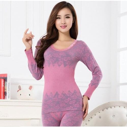 Long Johns For Women Thermal Underwear Set Warm Winter Wear Clothes Cotton Thermo Lingerie Thermal Suit Female Tops+Pants