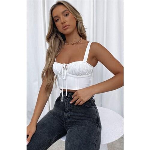 Corset Top Summer Sexy Self Cultivation Sling Type Straight Collar Printing Tank Top New Backless Fashion Crop Top