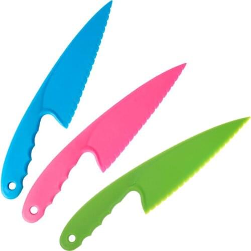Kitchen Knife For Kids Safety Knife 1PC Lettuce Salad Knife Serrated Plastic Cutter Slicer Cake Bread Cook Children DIY