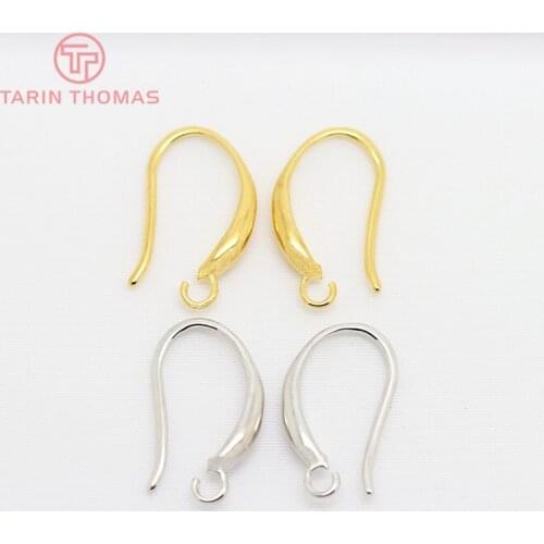 10PCS Height 15MM 24K Gold Color Plated Brass Earring Hooks High Quality Diy Jewelry Findings Accessories Wholesale