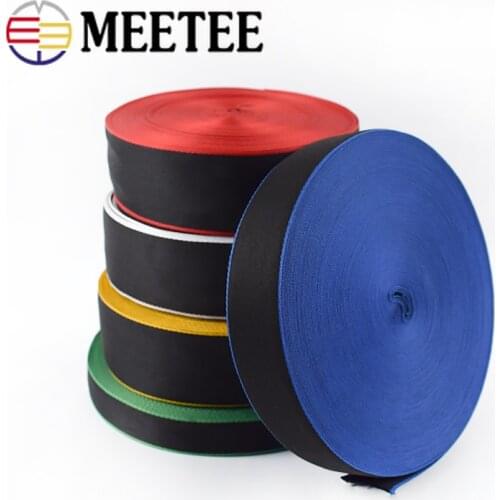 Meetee 20M 10-40mm Polyester Color Thin-edged Stripe Webbing for Backpack Strap DIY Clothes Lace Decor Belt Tape Ribbon Material