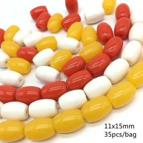 Meideheng Beeswax acrylic yellow round oblate Wafer Beads Abacus white Bodhi Barrel beads for Jewelry Making 11x15mm 35pcs/bag