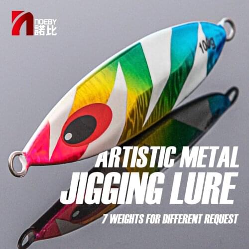 NOEBY Metal Jig Fishing Lures 60g 80g 100g 120g 150g 180g Slow Jigging Spoon Lead Jig Luminous Color for Winter Sea Fishing Lure