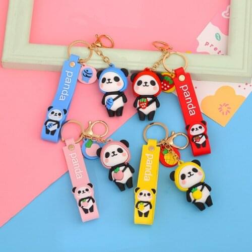 Cute Chinese Panda Keychain Anime Key Chain Pendant Jewelry Cartoon Women Bag Charm Couple Gift Key Ring Jewelry Accessories
