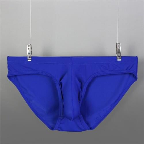 Man Underwear Sexy Ice Silky Briefs Panties Male Gay Penis Pouch Elephant Nose Jockstrap Bulge Low Waistline Soft Underwear