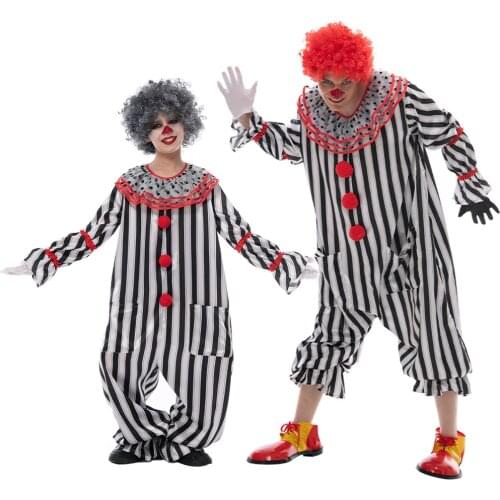 Reneecho Family Costume For Halloween Carnival Party Black White Scary Killer Clown Costume For Men Boys Jokers Costume 2020 New