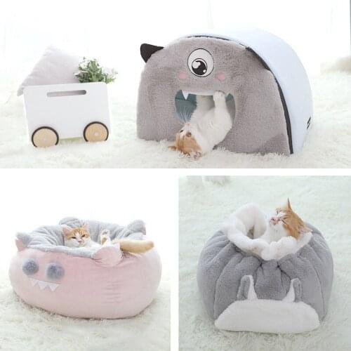 Cat Cave Cat Litter Warm Creative Round Pet Cat Litter Dog Bed With Cover Cave Cute Cartoon Warm Winter Warm Cat Sleeping Bag