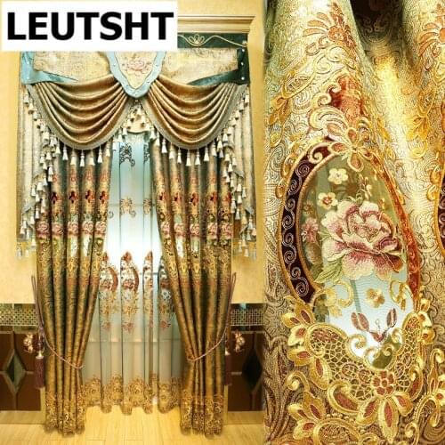 2021 New High-quality Living Room Velvet Curtains for Bedroom Striped Blackout Curtains Floral Embroidery Curtain Customization